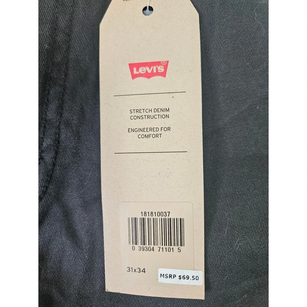 Levi's 511 Slim Fit Pants Mens 31x34 Black Stretch Denim New With Tags 181810037